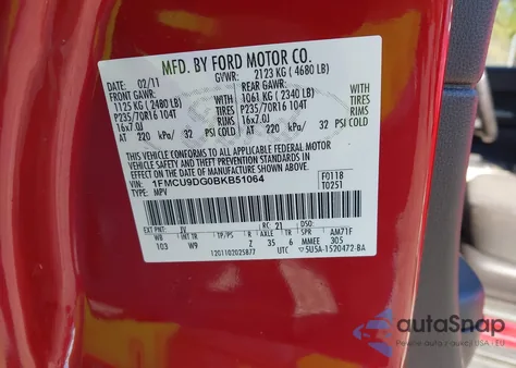 2011 Ford Escape Xlt from USA, damaged, VIN 1FMCU9DG0BKB51064